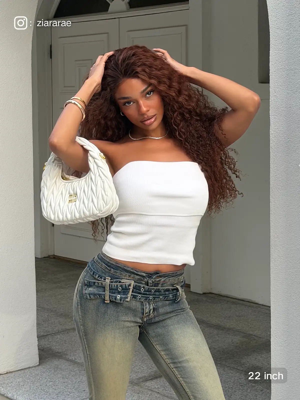 Aura Glueless Lace Wig Dark Brown Red 3B Curly Human Hair Wig - Image 5