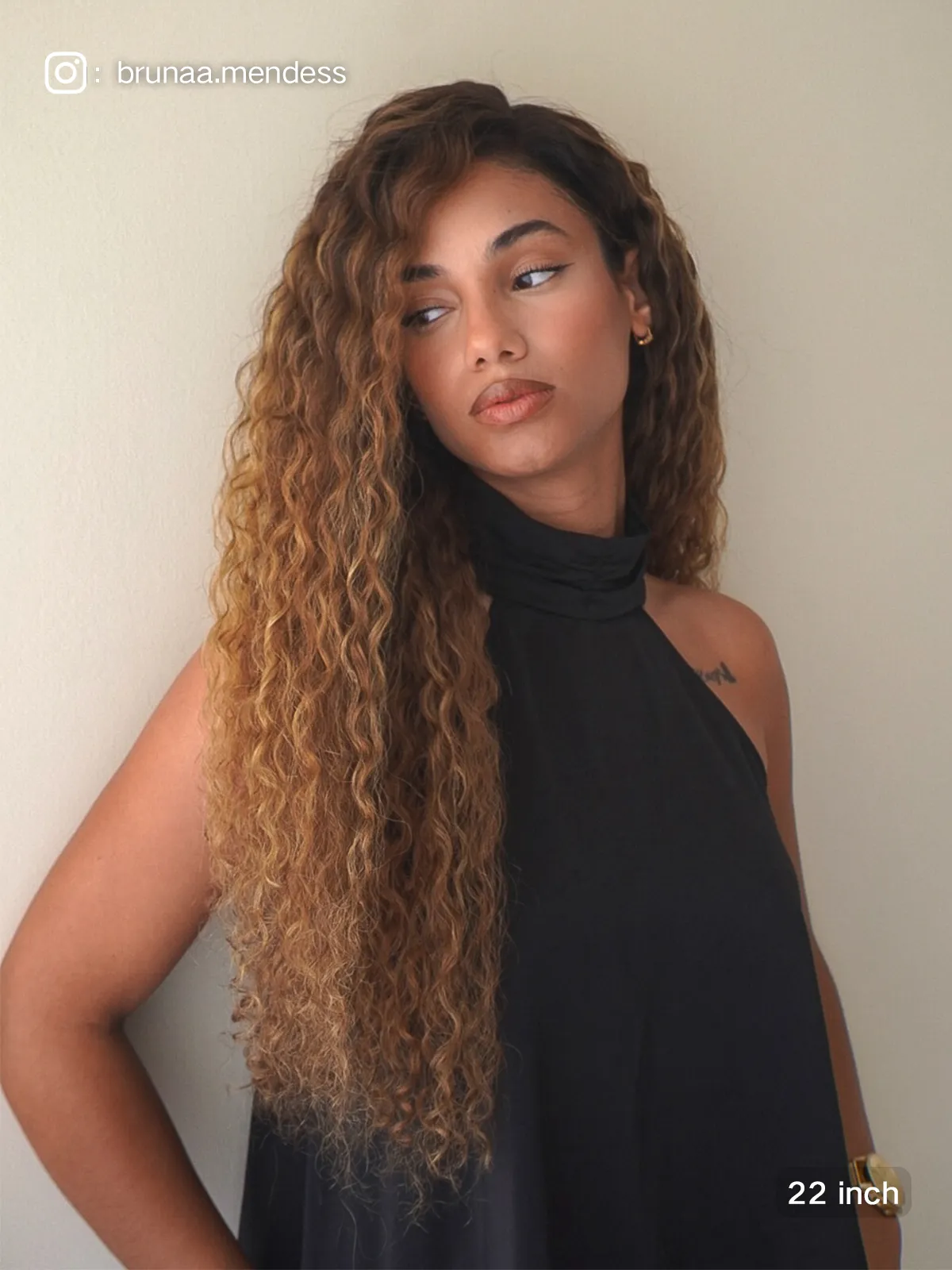 Nahla HD Lace Wig Golden Balayage 3B Curly Human Hair Wig - Image 5